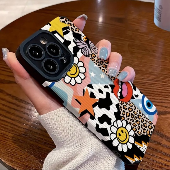 Apple iPhone Phone Case Anti-Fall Vertical Grain Cow Leopard Pattern - Picture 2 of 5